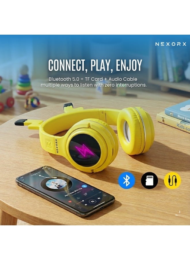 NEXORX NexTunes 003 Lite Kids Headphones – Bluetooth 5.0, 6H Playtime, Safe 85dB Volume Limit, Built-in Mic, Foldable & Lightweight Design for Ages 3+ Yellow - Image 4
